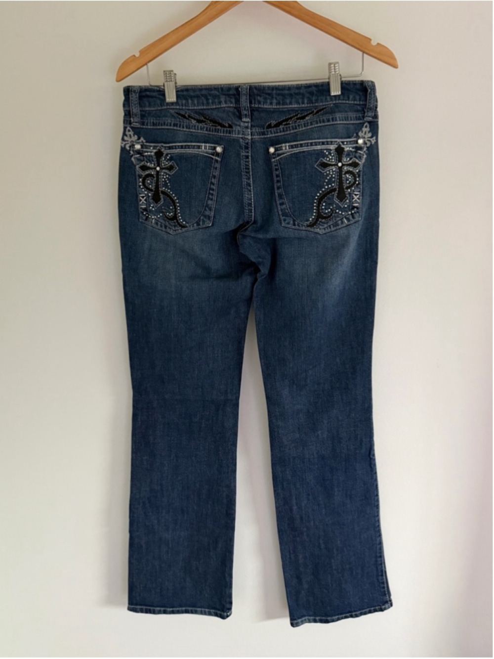 Rock 47 by Wrangler Embellished Cross Bootcut Jeans Size 30 Western Y2K